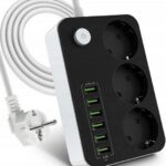 Przedłużacz Listwa Zasilająca 3 GNIAZDA 6x USB Z UZIEMIENIEM Ładowarka 2M -